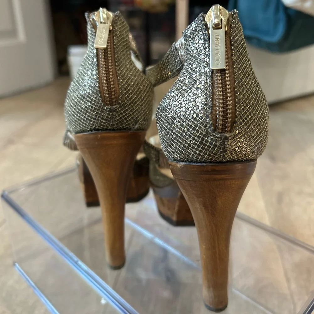 Jimmy Choo Heels, gold, platform - Picture 5 of 7